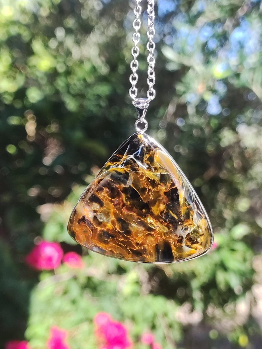 Pietersite gold AAA - 925 Sterling Silber Edelstein Kette Natur Rarität Heilstein Kristall Mann Frau Er Sie Geschenk Schimmer Reflektion - Art of Nature Berlin