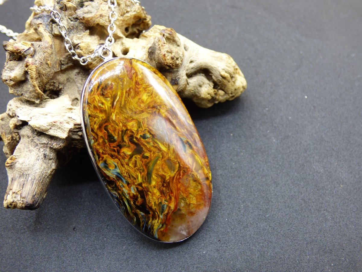 Pietersite gold AAA - 925 Sterling Silber Edelstein Kette Natur Rarität Heilstein Kristall Mann Frau Er Sie Geschenk Schimmer Reflektion - Art of Nature Berlin