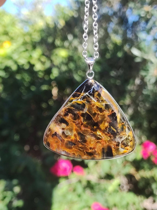 Pietersite gold AAA - 925 Sterling Silber Edelstein Kette Natur Rarität Heilstein Kristall Mann Frau Er Sie Geschenk Schimmer Reflektion - Art of Nature Berlin