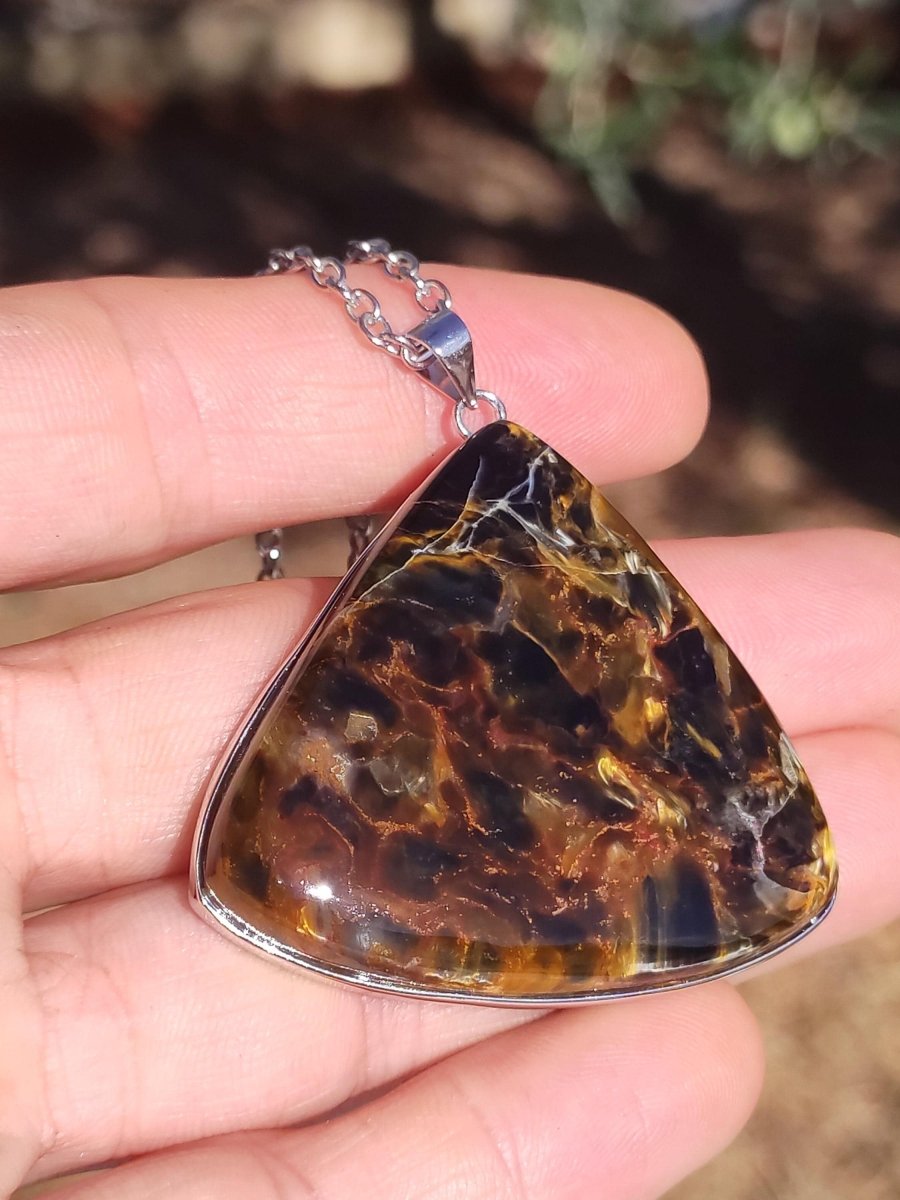 Pietersite gold AAA - 925 Sterling Silber Edelstein Kette Natur Rarität Heilstein Kristall Mann Frau Er Sie Geschenk Schimmer Reflektion - Art of Nature Berlin