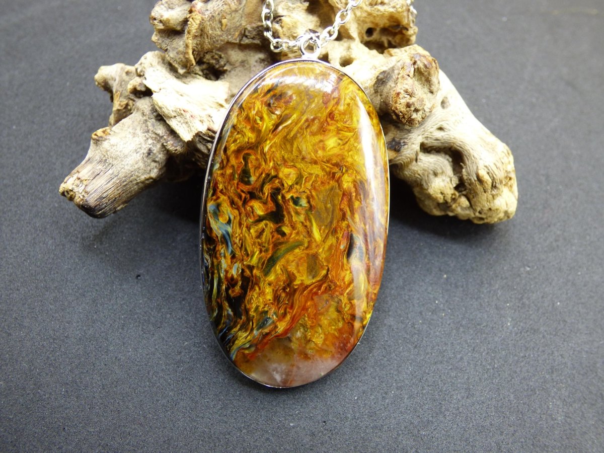 Pietersite gold AAA - 925 Sterling Silber Edelstein Kette Natur Rarität Heilstein Kristall Mann Frau Er Sie Geschenk Schimmer Reflektion - Art of Nature Berlin