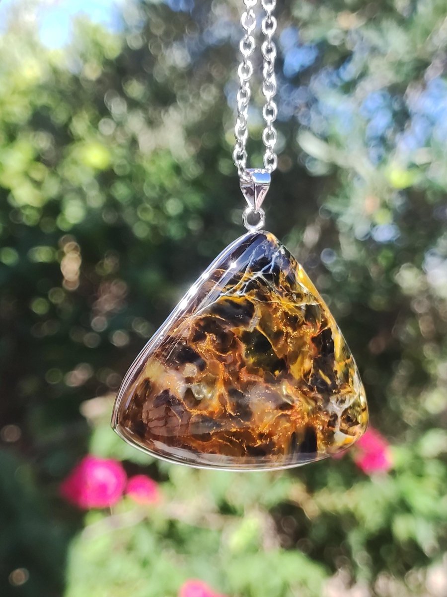 Pietersite gold AAA - 925 Sterling Silber Edelstein Kette Natur Rarität Heilstein Kristall Mann Frau Er Sie Geschenk Schimmer Reflektion - Art of Nature Berlin
