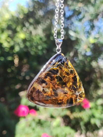 Pietersite gold AAA - 925 Sterling Silber Edelstein Kette Natur Rarität Heilstein Kristall Mann Frau Er Sie Geschenk Schimmer Reflektion - Art of Nature Berlin