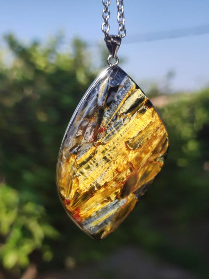 Pietersite gold AAA - 925 Sterling Silber Edelstein Kette Natur Rarität Heilstein Kristall Mann Frau Er Sie Geschenk Schimmer Reflektion - Art of Nature Berlin