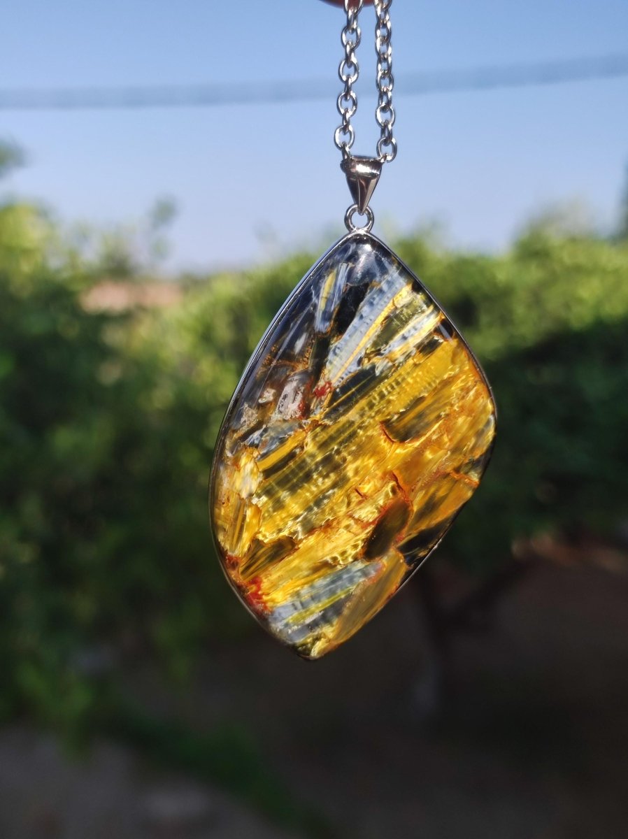 Pietersite gold AAA - 925 Sterling Silber Edelstein Kette Natur Rarität Heilstein Kristall Mann Frau Er Sie Geschenk Schimmer Reflektion - Art of Nature Berlin