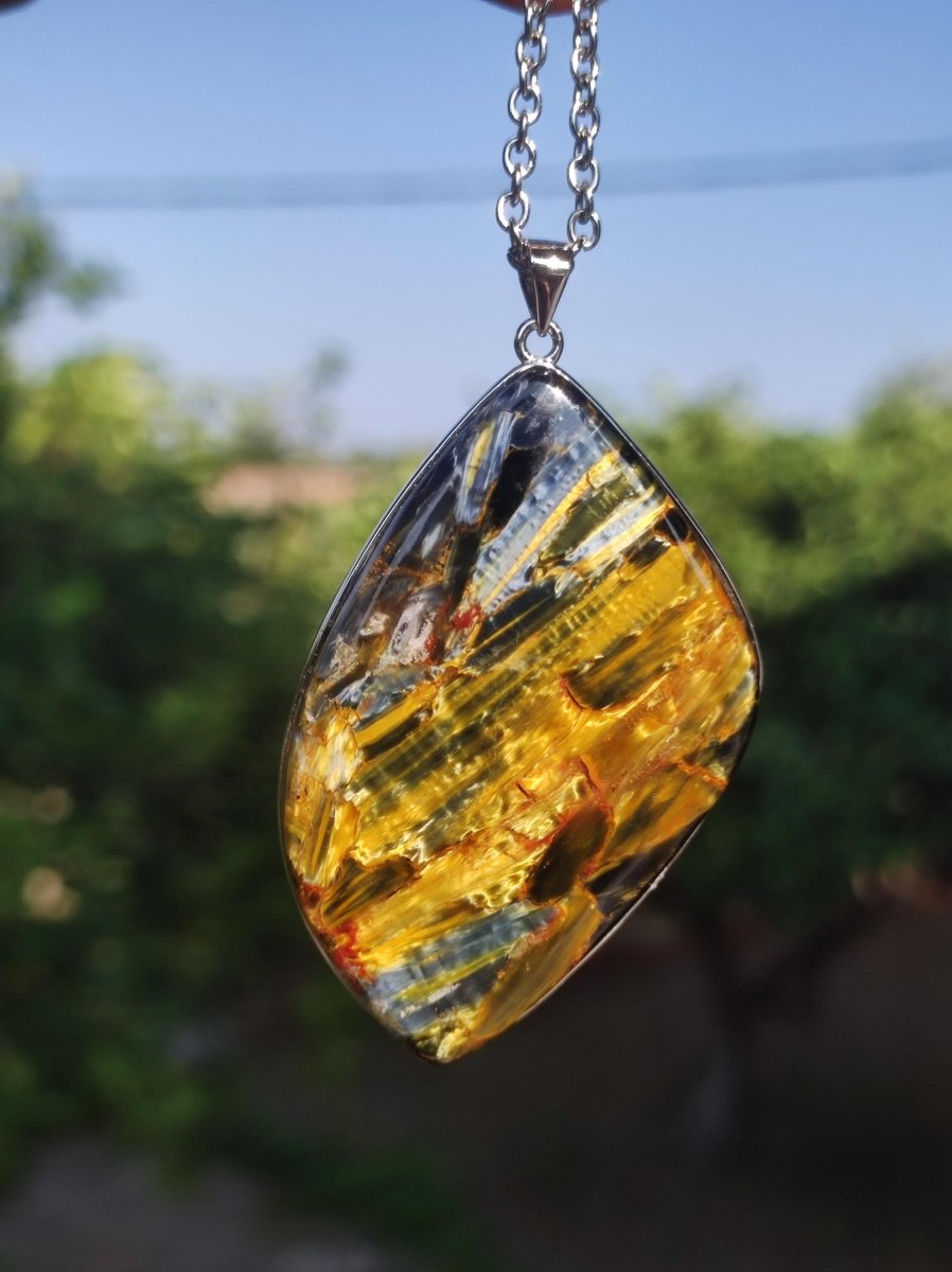 Pietersite gold AAA - 925 Sterling Silber Edelstein Kette Natur Rarität Heilstein Kristall Mann Frau Er Sie Geschenk Schimmer Reflektion - Art of Nature Berlin