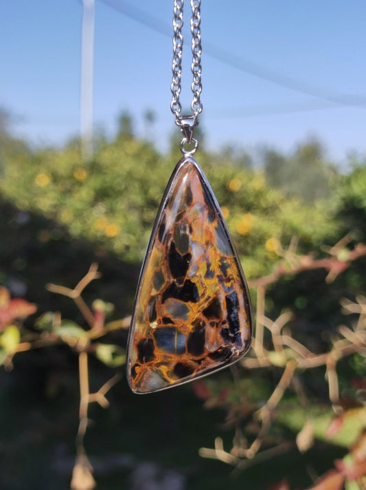 Pietersite gold AAA - 925 Sterling Silber Edelstein Kette Natur Rarität Heilstein Kristall Mann Frau Er Sie Geschenk Schimmer Reflektion - Art of Nature Berlin