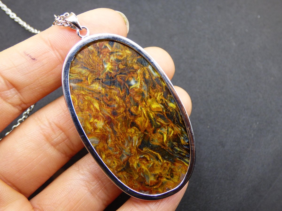 Pietersite gold AAA - 925 Sterling Silber Edelstein Kette Natur Rarität Heilstein Kristall Mann Frau Er Sie Geschenk Schimmer Reflektion - Art of Nature Berlin