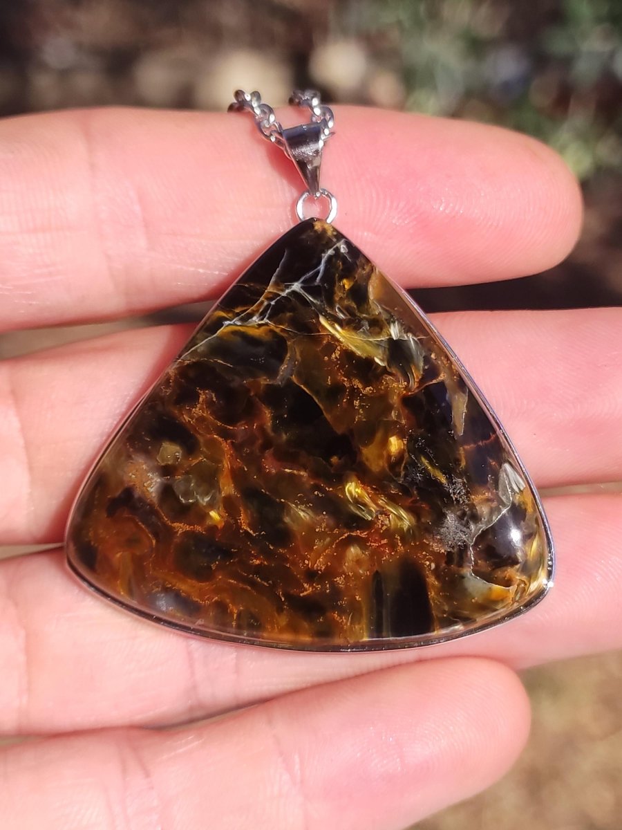 Pietersite gold AAA - 925 Sterling Silber Edelstein Kette Natur Rarität Heilstein Kristall Mann Frau Er Sie Geschenk Schimmer Reflektion - Art of Nature Berlin
