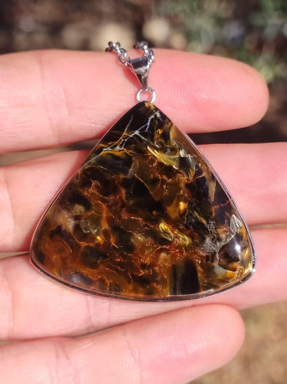 Pietersite gold AAA - 925 Sterling Silber Edelstein Kette Natur Rarität Heilstein Kristall Mann Frau Er Sie Geschenk Schimmer Reflektion - Art of Nature Berlin