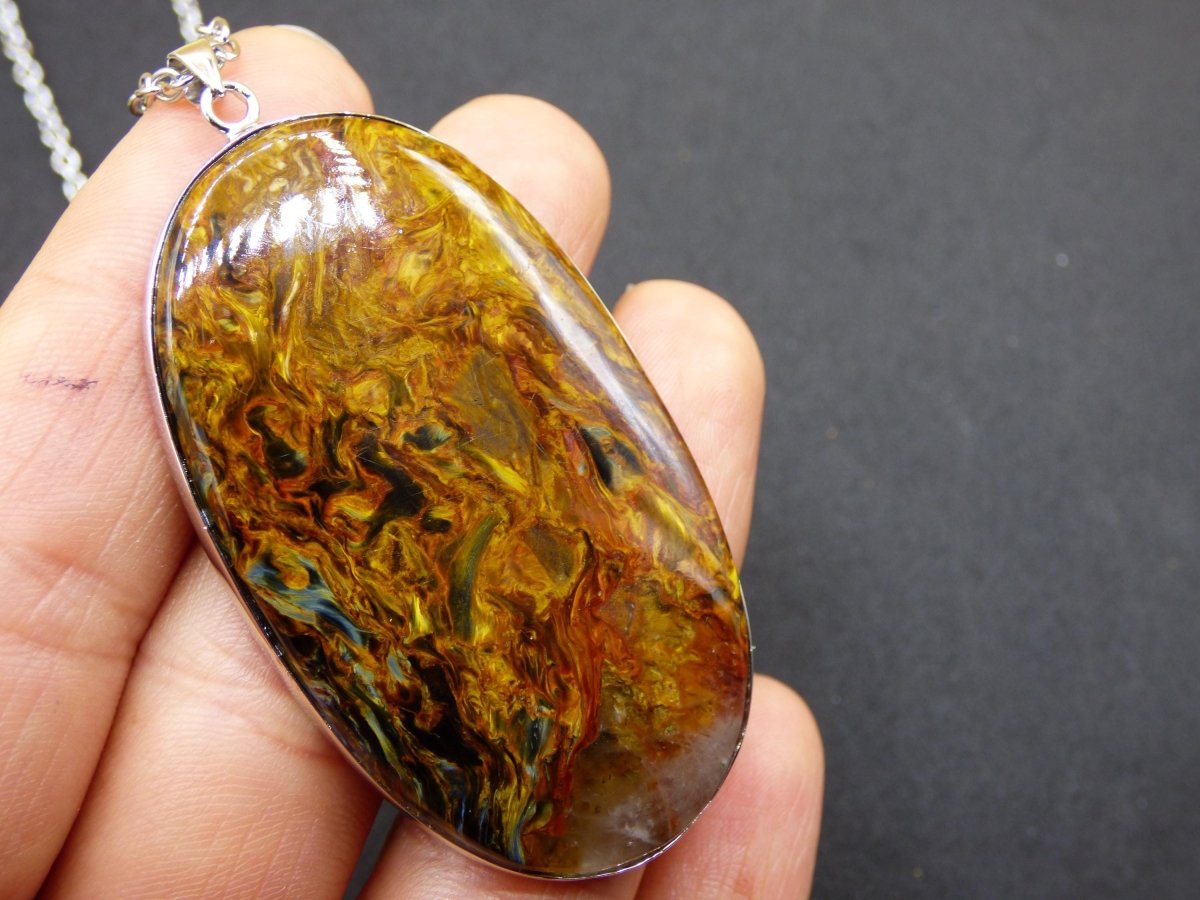 Pietersite gold AAA - 925 Sterling Silber Edelstein Kette Natur Rarität Heilstein Kristall Mann Frau Er Sie Geschenk Schimmer Reflektion - Art of Nature Berlin