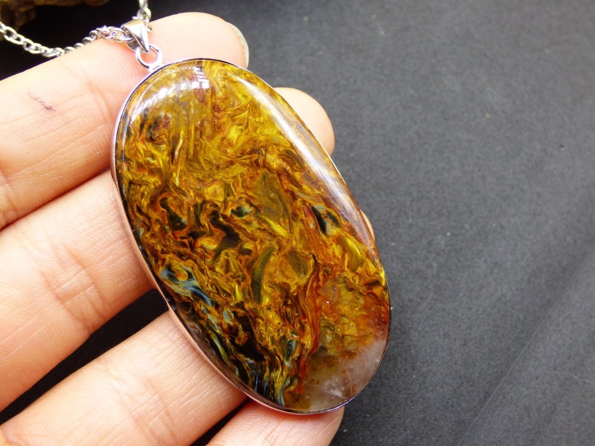 Pietersite gold AAA - 925 Sterling Silber Edelstein Kette Natur Rarität Heilstein Kristall Mann Frau Er Sie Geschenk Schimmer Reflektion - Art of Nature Berlin