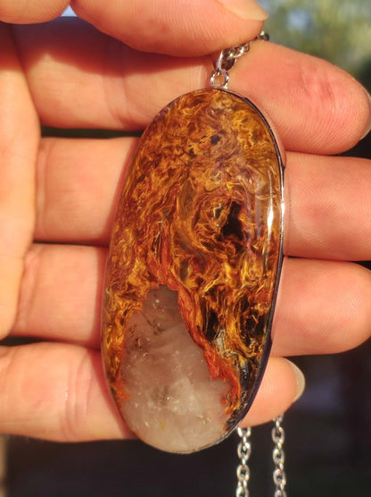 Pietersite gold AAA - 925 Sterling Silber Edelstein Kette Natur Rarität Heilstein Kristall Mann Frau Er Sie Geschenk Schimmer Reflektion - Art of Nature Berlin