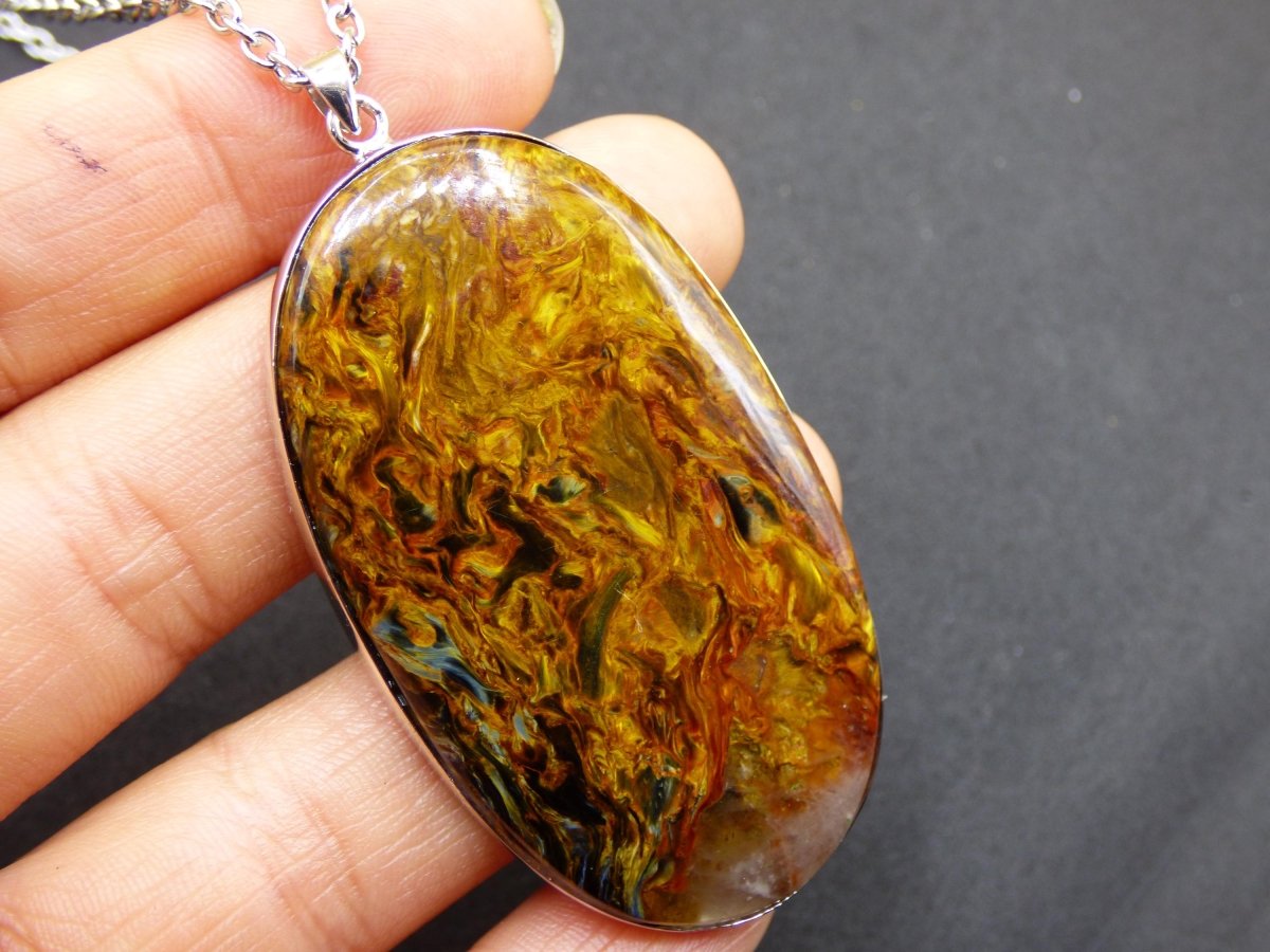 Pietersite gold AAA - 925 Sterling Silber Edelstein Kette Natur Rarität Heilstein Kristall Mann Frau Er Sie Geschenk Schimmer Reflektion - Art of Nature Berlin
