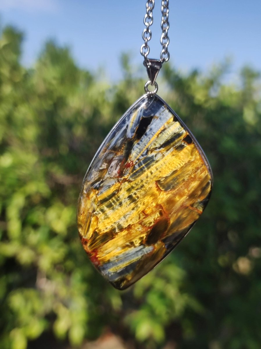 Pietersite gold AAA - 925 Sterling Silber Edelstein Kette Natur Rarität Heilstein Kristall Mann Frau Er Sie Geschenk Schimmer Reflektion - Art of Nature Berlin