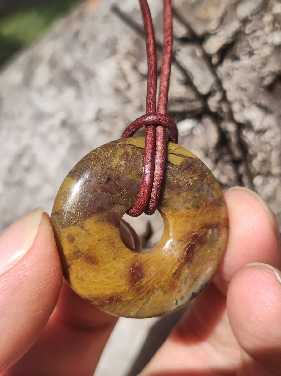 Pietersite gold - Edelstein Donut Kette Rarität selten Schutzsymbol Heilstein Kristall HIPPIE Boho Tibet Ethno Mann Frau Geschenk Er Sie - Art of Nature Berlin