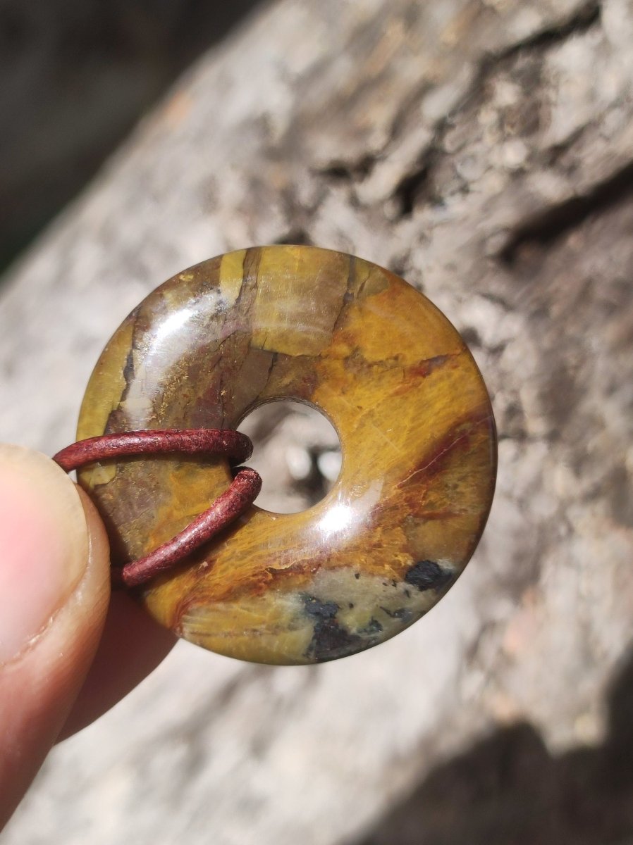 Pietersite gold - Edelstein Donut Kette Rarität selten Schutzsymbol Heilstein Kristall HIPPIE Boho Tibet Ethno Mann Frau Geschenk Er Sie - Art of Nature Berlin