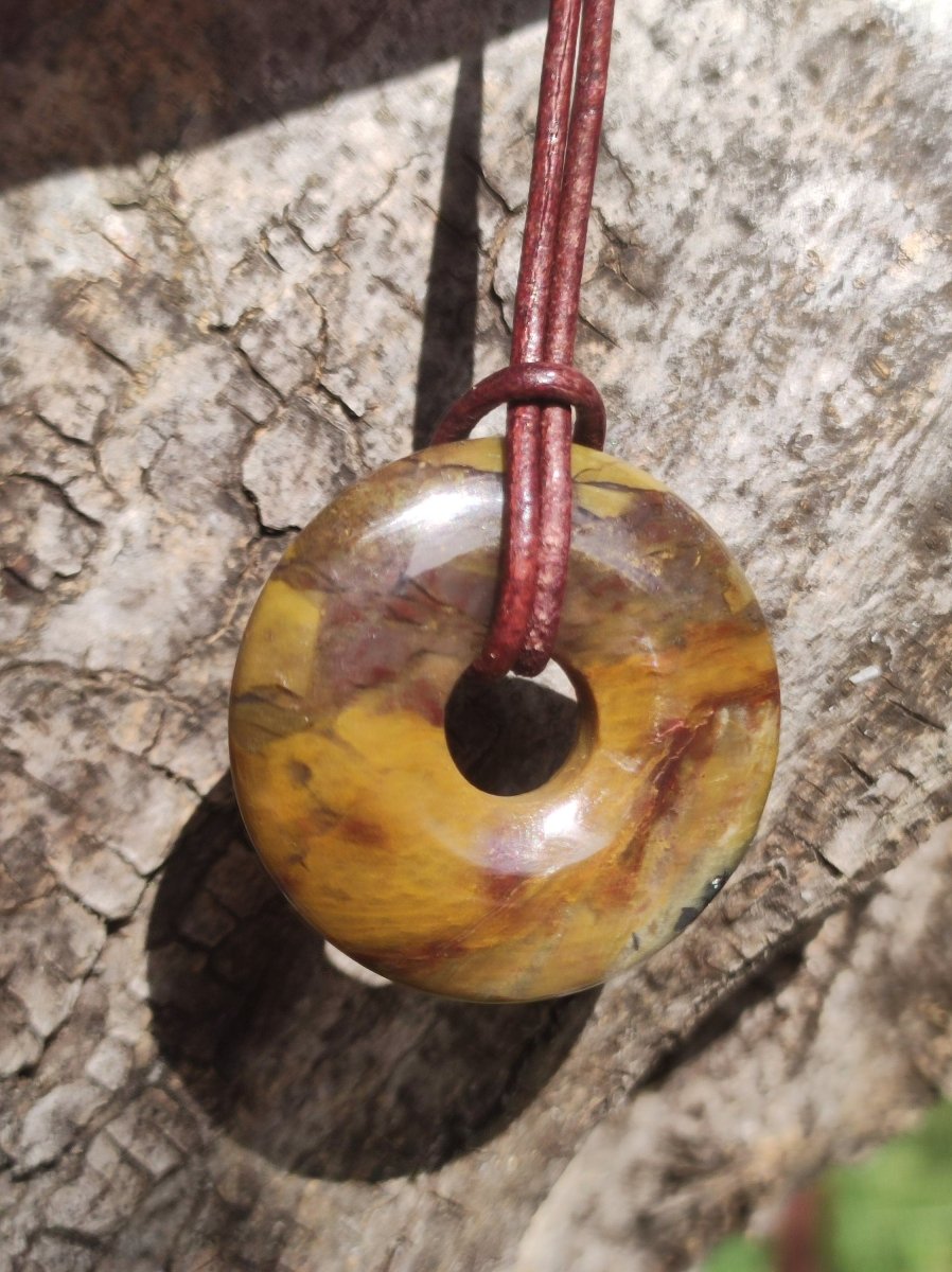 Pietersite gold - Edelstein Donut Kette Rarität selten Schutzsymbol Heilstein Kristall HIPPIE Boho Tibet Ethno Mann Frau Geschenk Er Sie - Art of Nature Berlin