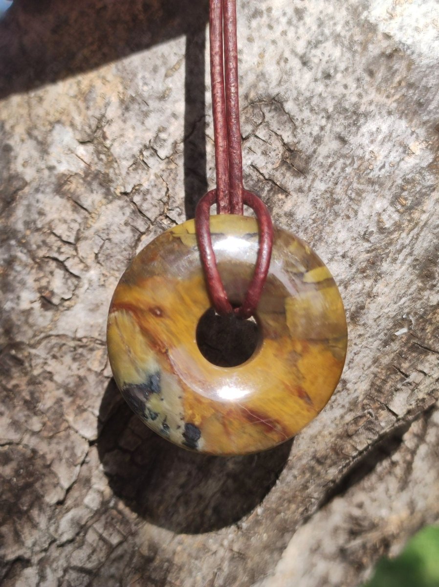 Pietersite gold - Edelstein Donut Kette Rarität selten Schutzsymbol Heilstein Kristall HIPPIE Boho Tibet Ethno Mann Frau Geschenk Er Sie - Art of Nature Berlin