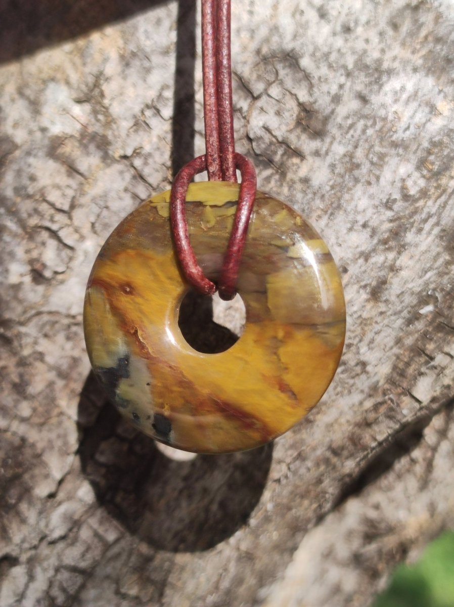 Pietersite gold - Edelstein Donut Kette Rarität selten Schutzsymbol Heilstein Kristall HIPPIE Boho Tibet Ethno Mann Frau Geschenk Er Sie - Art of Nature Berlin