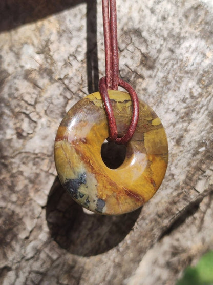 Pietersite gold - Edelstein Donut Kette Rarität selten Schutzsymbol Heilstein Kristall HIPPIE Boho Tibet Ethno Mann Frau Geschenk Er Sie - Art of Nature Berlin