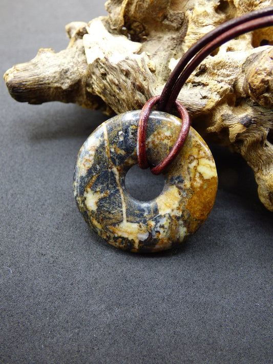 Pietersite gold ~ Edelstein Kette ~HIPPIE ~GOA ~Boho ~Tibet ~Ethno ~Nature ~Donut ~Schutzsymbol ~Heilstein ~Rarität - Art of Nature Berlin