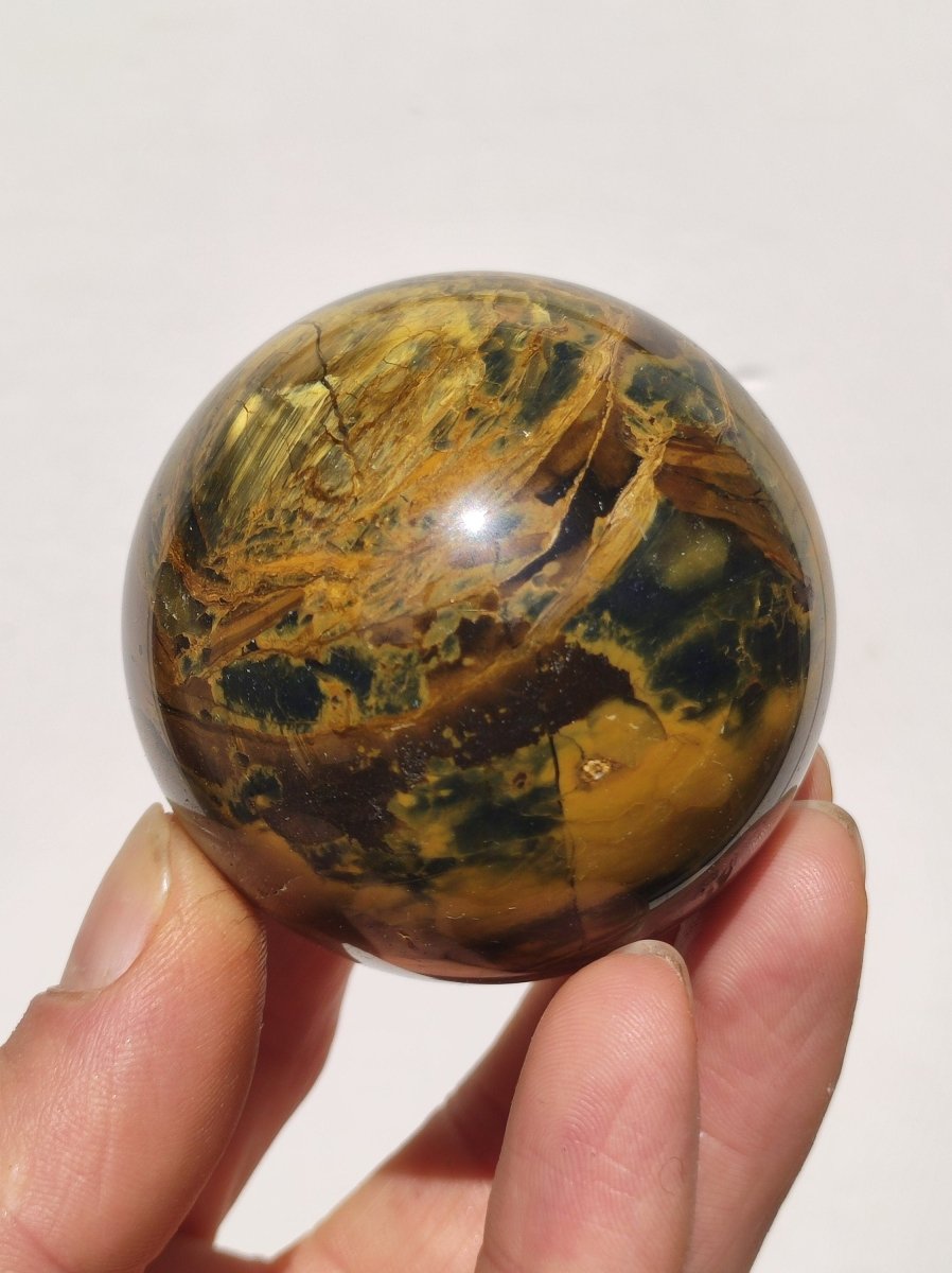 Pietersite gold Edelstein Kugel Massage Haus Magische Deko Sphere Kristall Meditation HIPPIE GOA Boho Heilstein Naturschatz Sammler Mineral - Art of Nature Berlin