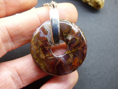 Pietersite gold & rot ~ 925 Sterling Silber Edelstein Kette HIPPIE GOA Boho Ethno Natur Donut Schutzsymbol Rarität Heilstein Kristall - Art of Nature Berlin