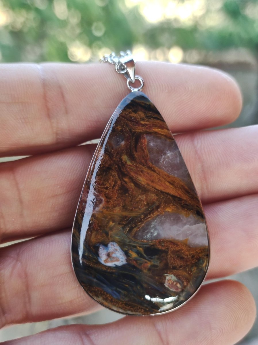 Pietersite gold rot - 925 Sterling Silber Edelstein Kette Natur Schutz Rarität Heilstein Kristall Mann Frau Er Sie Geschenk Schimmer - Art of Nature Berlin