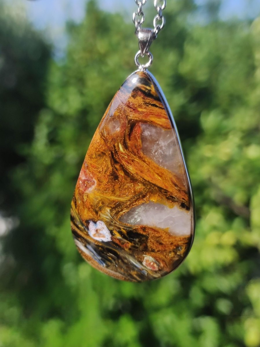 Pietersite gold rot - 925 Sterling Silber Edelstein Kette Natur Schutz Rarität Heilstein Kristall Mann Frau Er Sie Geschenk Schimmer - Art of Nature Berlin