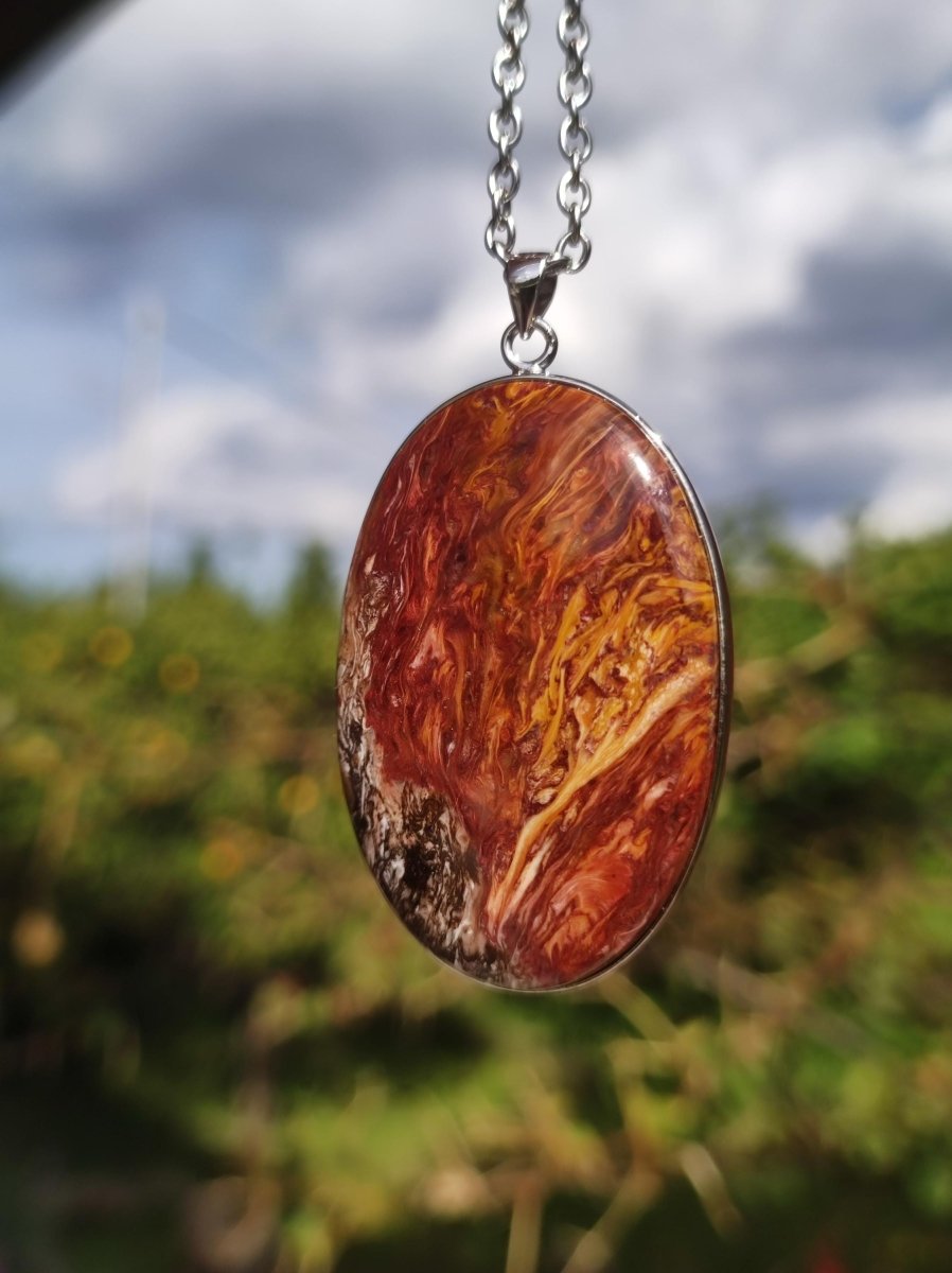 Pietersite gold rot - 925 Sterling Silber Edelstein Kette Natur Schutz Rarität Heilstein Kristall Mann Frau Er Sie Geschenk Schimmer - Art of Nature Berlin