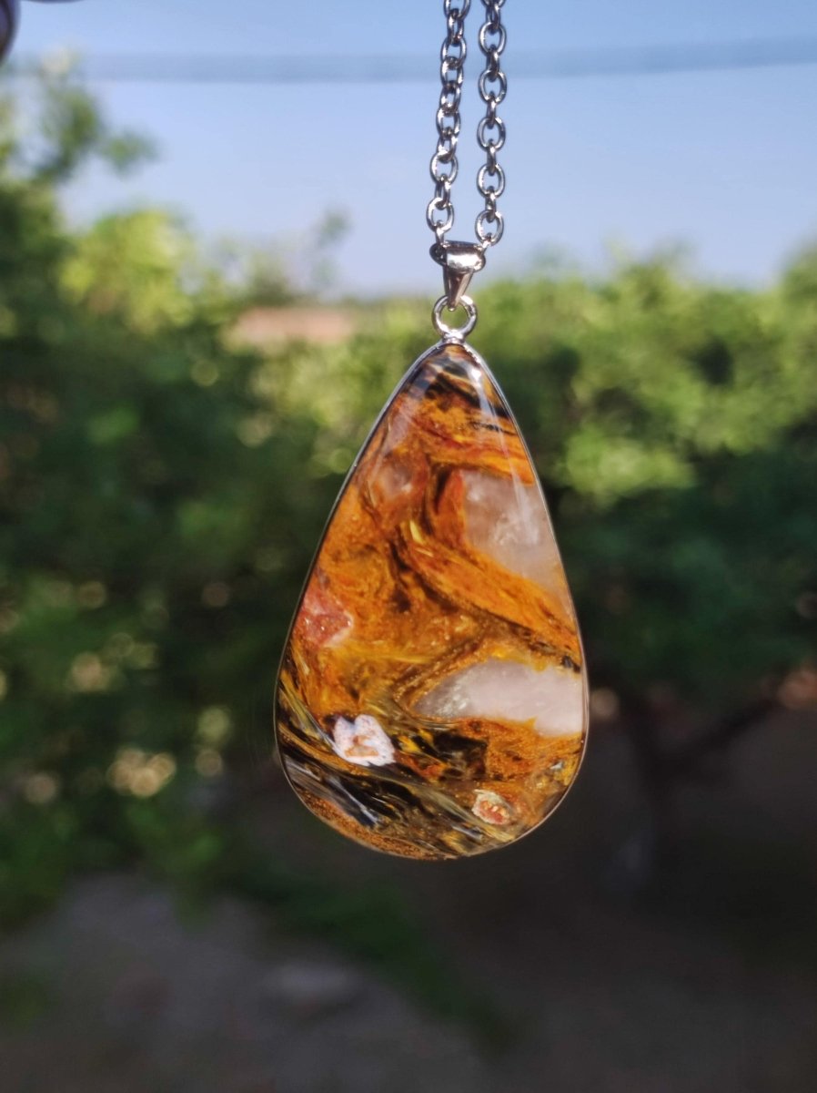 Pietersite gold rot - 925 Sterling Silber Edelstein Kette Natur Schutz Rarität Heilstein Kristall Mann Frau Er Sie Geschenk Schimmer - Art of Nature Berlin