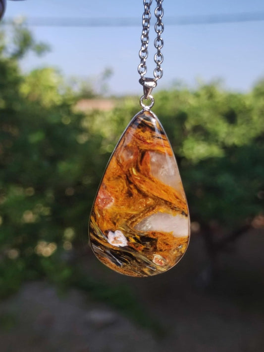 Pietersite gold rot - 925 Sterling Silber Edelstein Kette Natur Schutz Rarität Heilstein Kristall Mann Frau Er Sie Geschenk Schimmer - Art of Nature Berlin