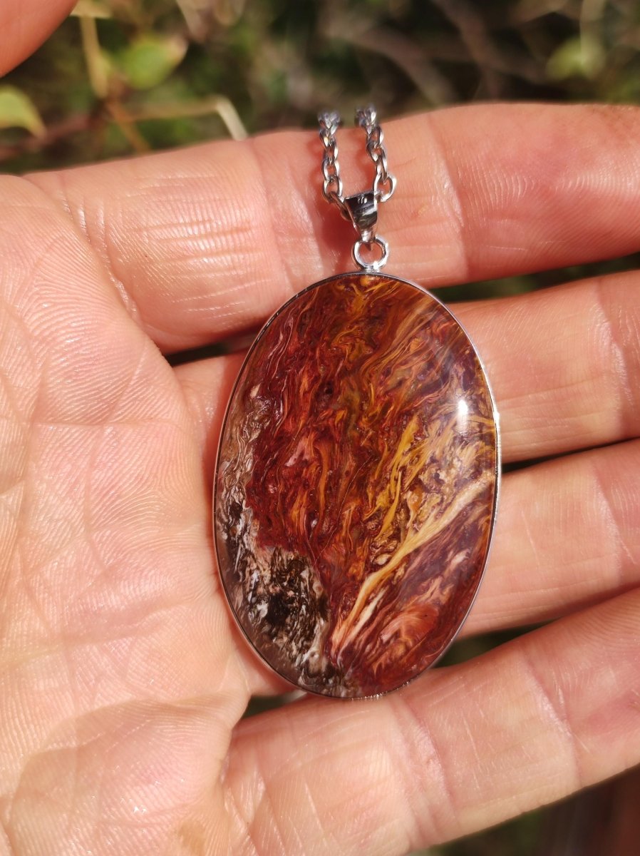 Pietersite gold rot - 925 Sterling Silber Edelstein Kette Natur Schutz Rarität Heilstein Kristall Mann Frau Er Sie Geschenk Schimmer - Art of Nature Berlin