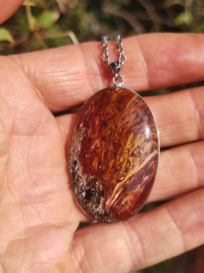 Pietersite gold rot - 925 Sterling Silber Edelstein Kette Natur Schutz Rarität Heilstein Kristall Mann Frau Er Sie Geschenk Schimmer - Art of Nature Berlin