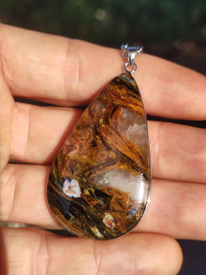 Pietersite gold rot - 925 Sterling Silber Edelstein Kette Natur Schutz Rarität Heilstein Kristall Mann Frau Er Sie Geschenk Schimmer - Art of Nature Berlin