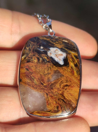 Pietersite gold rot - 925 Sterling Silber Edelstein Kette Natur Schutz Rarität Heilstein Kristall Mann Frau Er Sie Geschenk Schimmer - Art of Nature Berlin