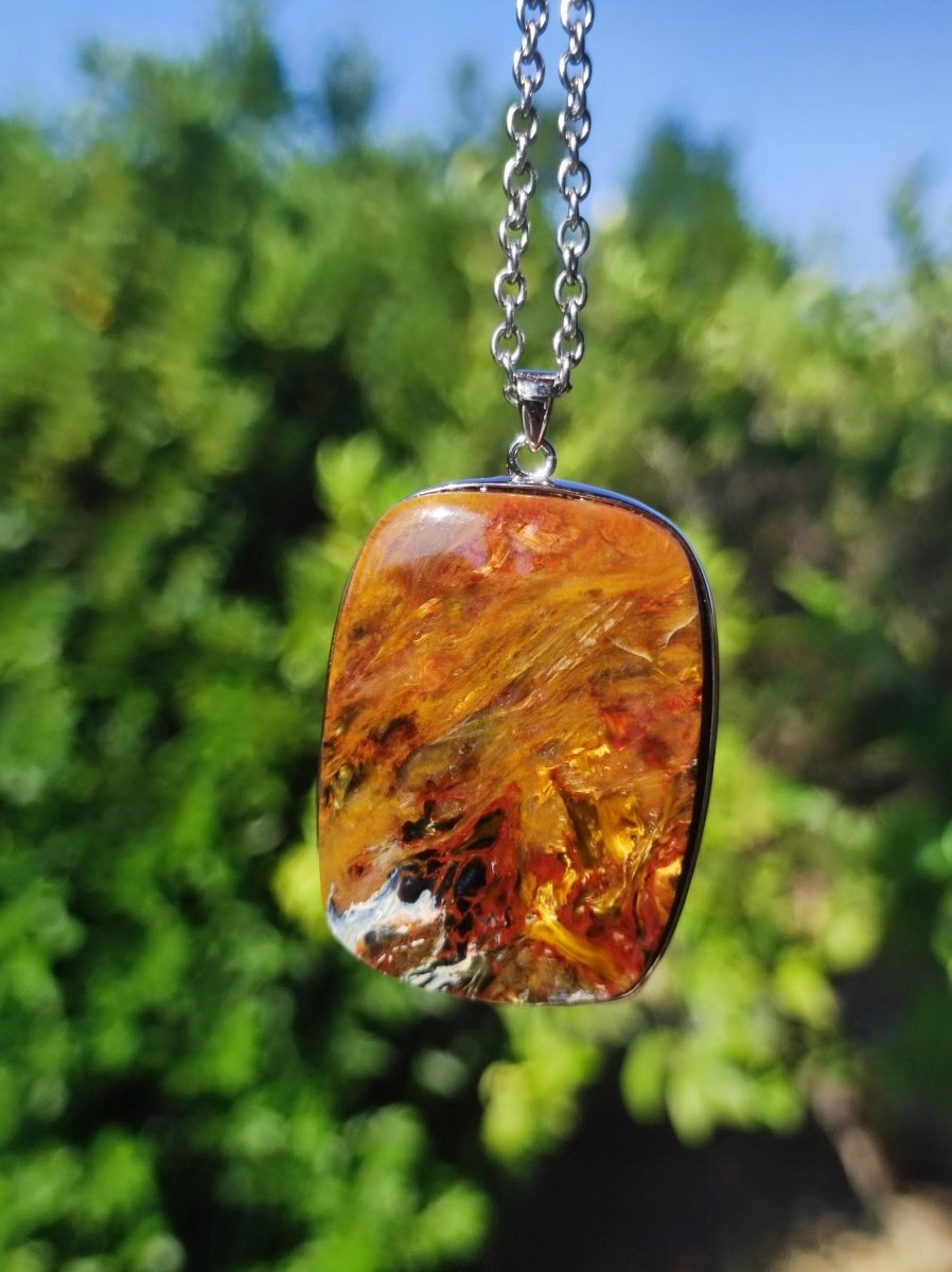 Pietersite gold rot - 925 Sterling Silber Edelstein Kette Natur Schutz Rarität Heilstein Kristall Mann Frau Er Sie Geschenk Schimmer - Art of Nature Berlin