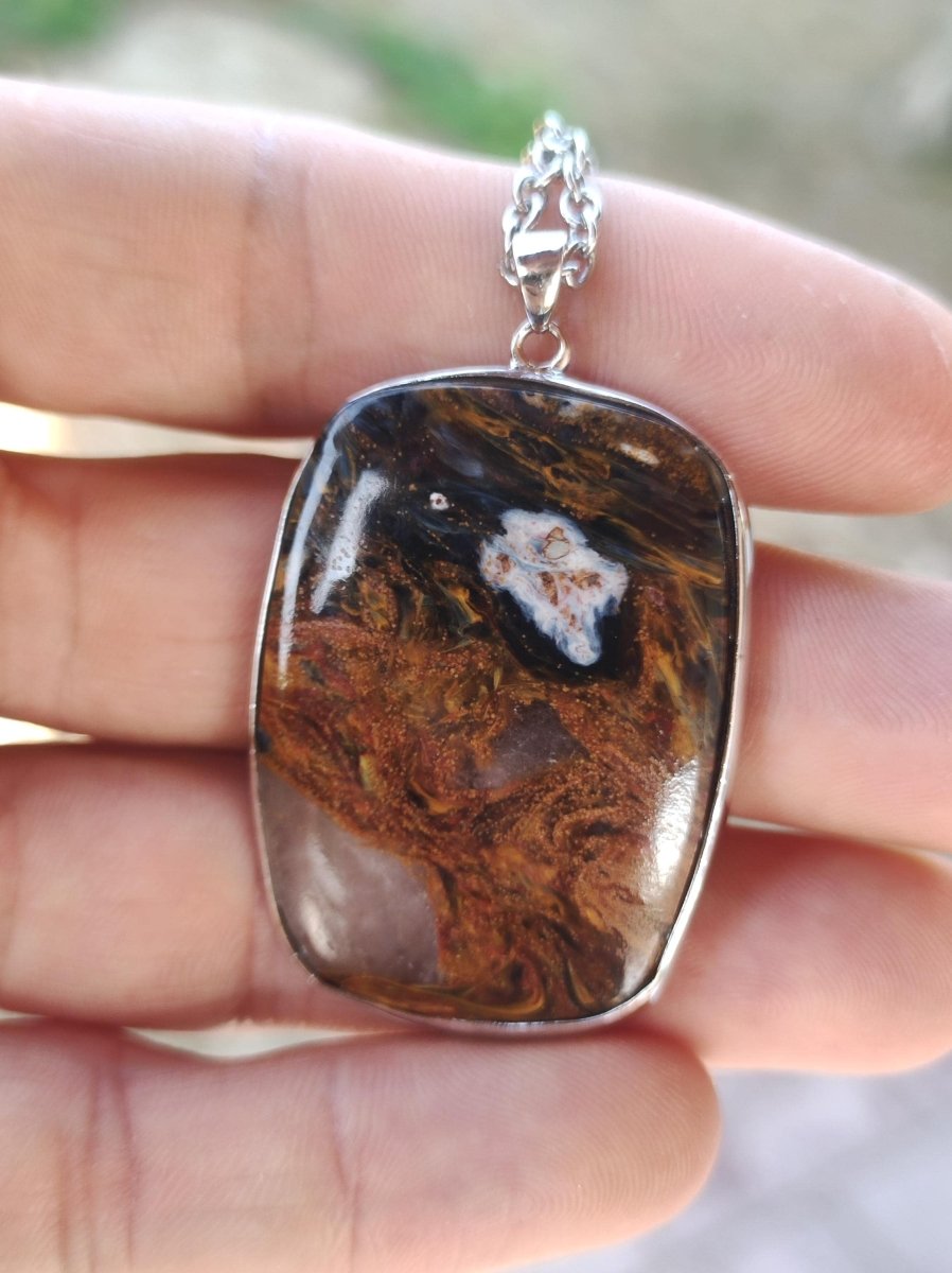 Pietersite gold rot - 925 Sterling Silber Edelstein Kette Natur Schutz Rarität Heilstein Kristall Mann Frau Er Sie Geschenk Schimmer - Art of Nature Berlin