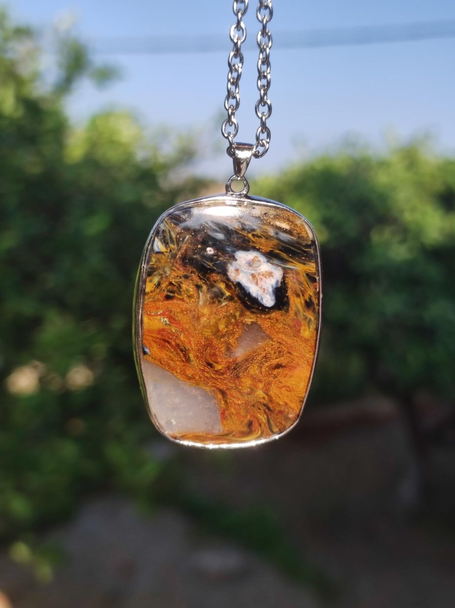 Pietersite gold rot - 925 Sterling Silber Edelstein Kette Natur Schutz Rarität Heilstein Kristall Mann Frau Er Sie Geschenk Schimmer - Art of Nature Berlin