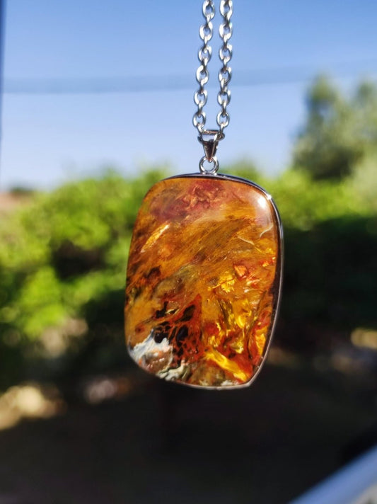 Pietersite gold rot - 925 Sterling Silber Edelstein Kette Natur Schutz Rarität Heilstein Kristall Mann Frau Er Sie Geschenk Schimmer - Art of Nature Berlin