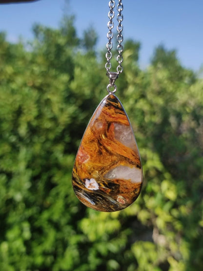 Pietersite gold rot - 925 Sterling Silber Edelstein Kette Natur Schutz Rarität Heilstein Kristall Mann Frau Er Sie Geschenk Schimmer - Art of Nature Berlin