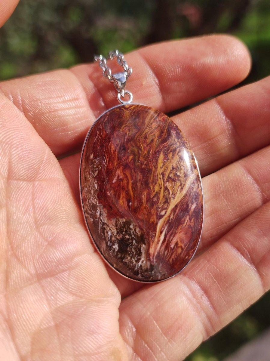 Pietersite gold rot - 925 Sterling Silber Edelstein Kette Natur Schutz Rarität Heilstein Kristall Mann Frau Er Sie Geschenk Schimmer - Art of Nature Berlin
