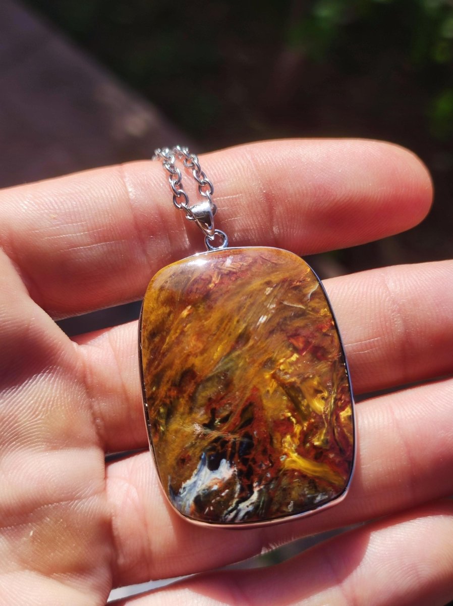 Pietersite gold rot - 925 Sterling Silber Edelstein Kette Natur Schutz Rarität Heilstein Kristall Mann Frau Er Sie Geschenk Schimmer - Art of Nature Berlin