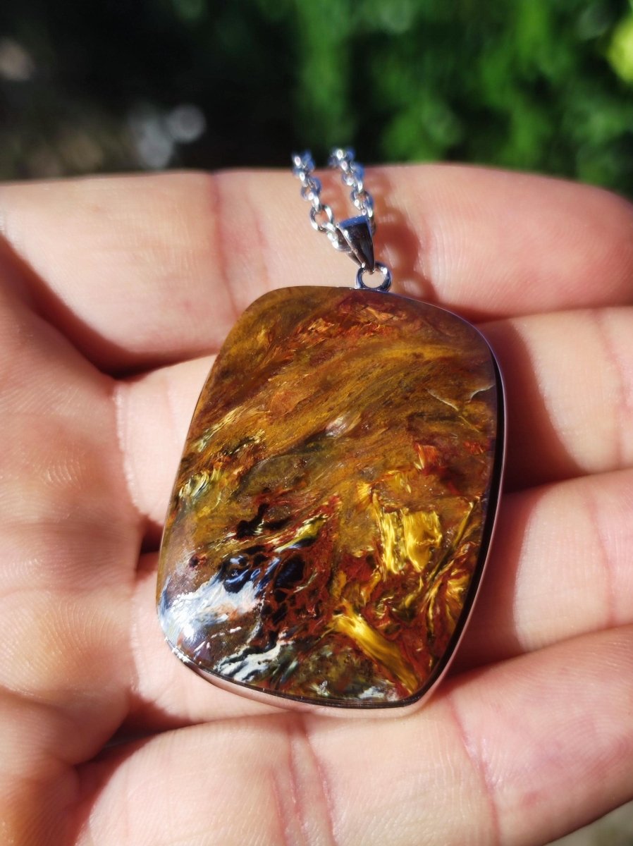 Pietersite gold rot - 925 Sterling Silber Edelstein Kette Natur Schutz Rarität Heilstein Kristall Mann Frau Er Sie Geschenk Schimmer - Art of Nature Berlin