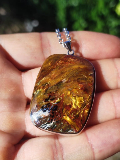 Pietersite gold rot - 925 Sterling Silber Edelstein Kette Natur Schutz Rarität Heilstein Kristall Mann Frau Er Sie Geschenk Schimmer - Art of Nature Berlin