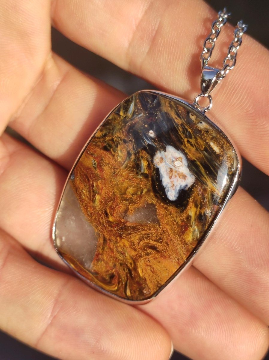 Pietersite gold rot - 925 Sterling Silber Edelstein Kette Natur Schutz Rarität Heilstein Kristall Mann Frau Er Sie Geschenk Schimmer - Art of Nature Berlin