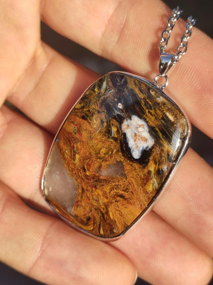Pietersite gold rot - 925 Sterling Silber Edelstein Kette Natur Schutz Rarität Heilstein Kristall Mann Frau Er Sie Geschenk Schimmer - Art of Nature Berlin