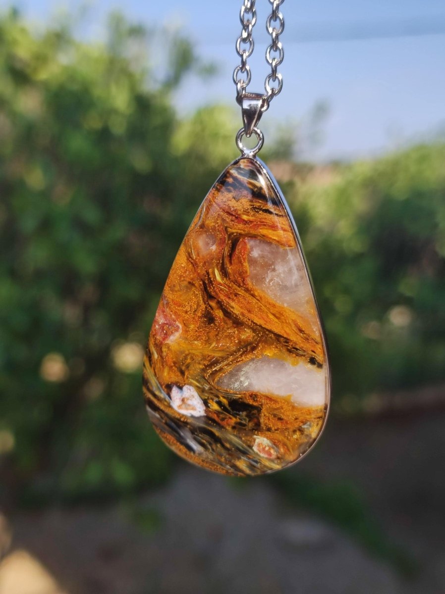 Pietersite gold rot - 925 Sterling Silber Edelstein Kette Natur Schutz Rarität Heilstein Kristall Mann Frau Er Sie Geschenk Schimmer - Art of Nature Berlin