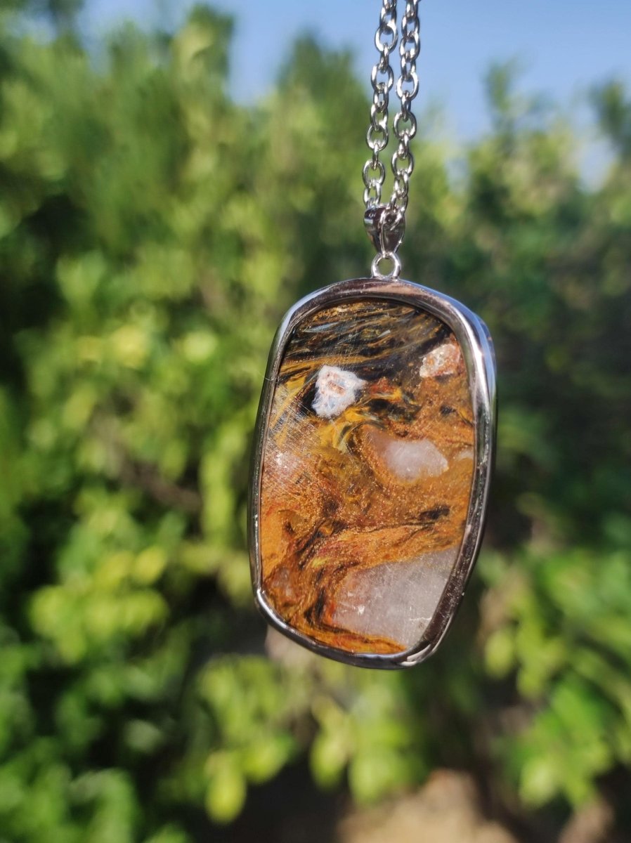 Pietersite gold rot - 925 Sterling Silber Edelstein Kette Natur Schutz Rarität Heilstein Kristall Mann Frau Er Sie Geschenk Schimmer - Art of Nature Berlin